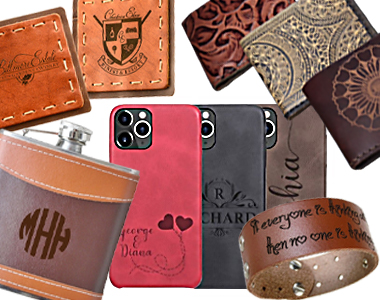 Laser Cut and Engraved Leather Items